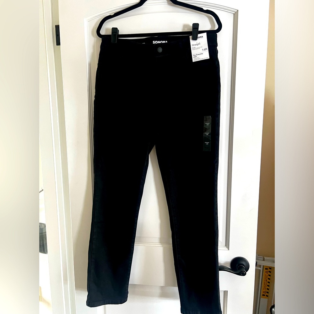 Black straight leg jeans
